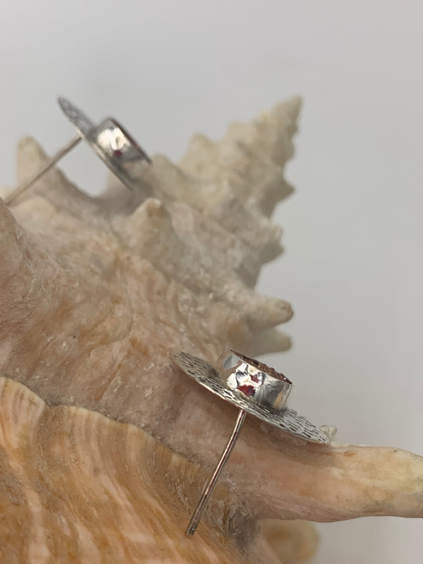 Orange Agate Druzy and Sterling Silver earrings