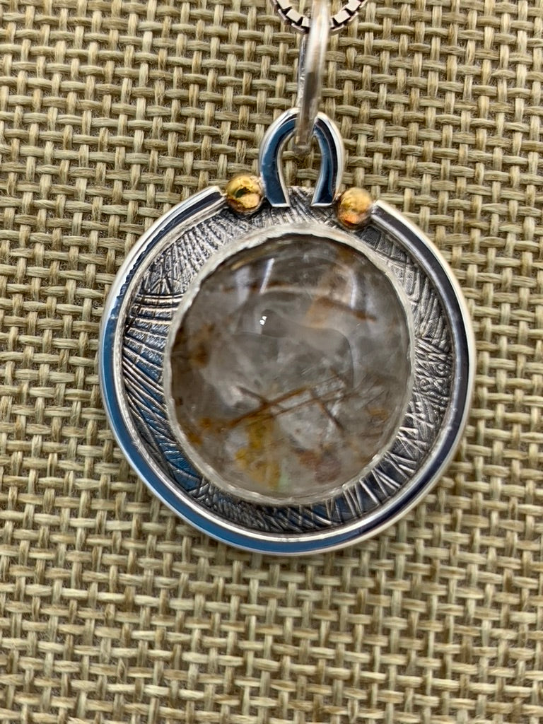 Golden Rutilated Quartz and Sterling Silver necklace