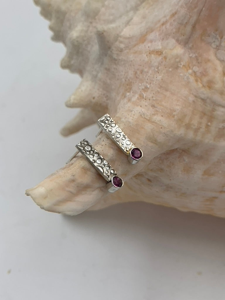 Faceted Red Rhodolite Garnet and Sterling Silver earrings