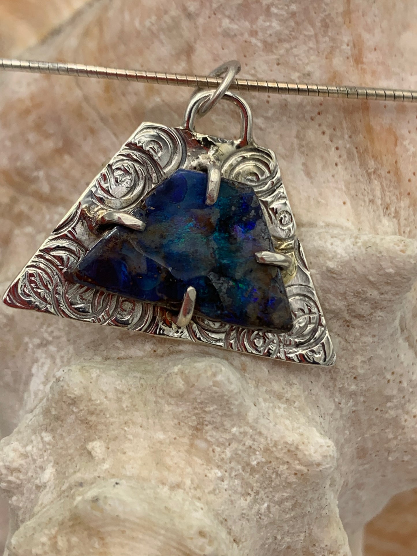 Blue Opal and Sterling Silver necklace