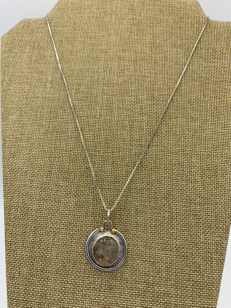 Golden Rutilated Quartz and Sterling Silver necklace