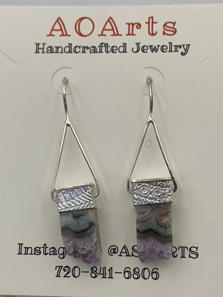 Amethyst Crystal and Sterling Silver earrings