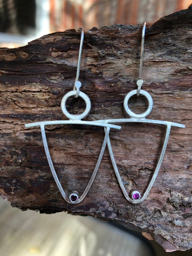 Sterling Silver and Faceted Red Garnet earrings