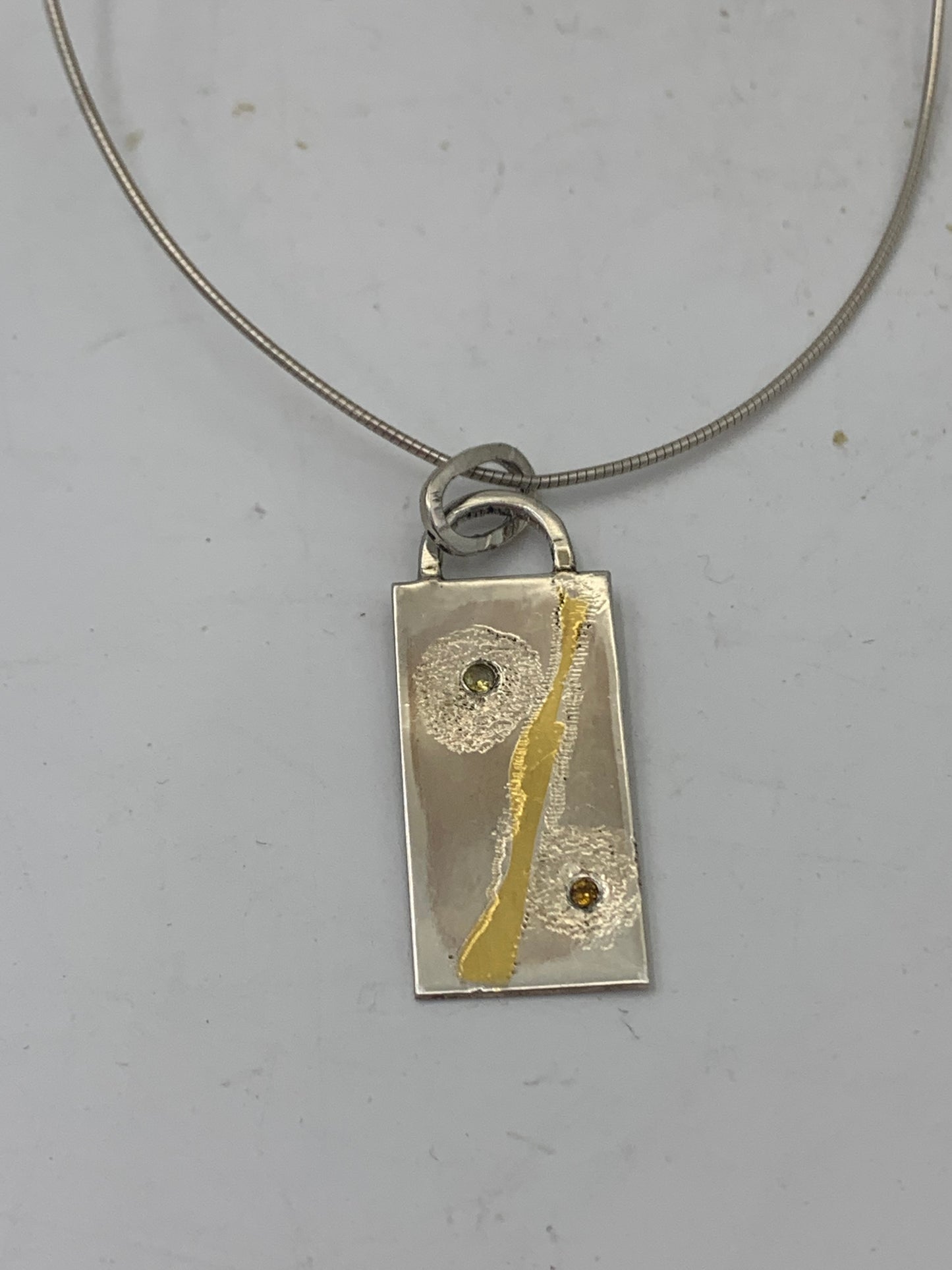 Sterling Silver, Yellow Sapphire and 24 Karat Gold necklace