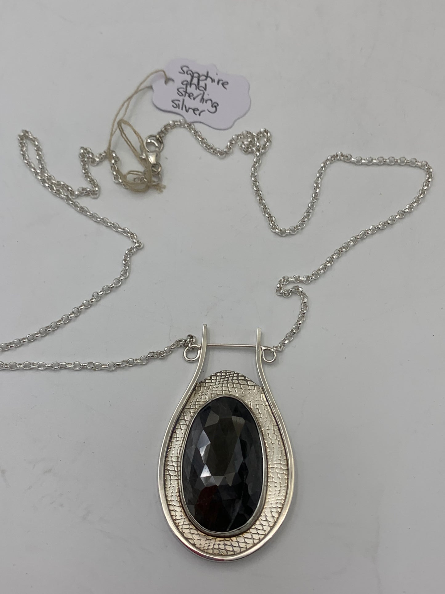 Rose Cut Faceted Gray Sapphire Necklace