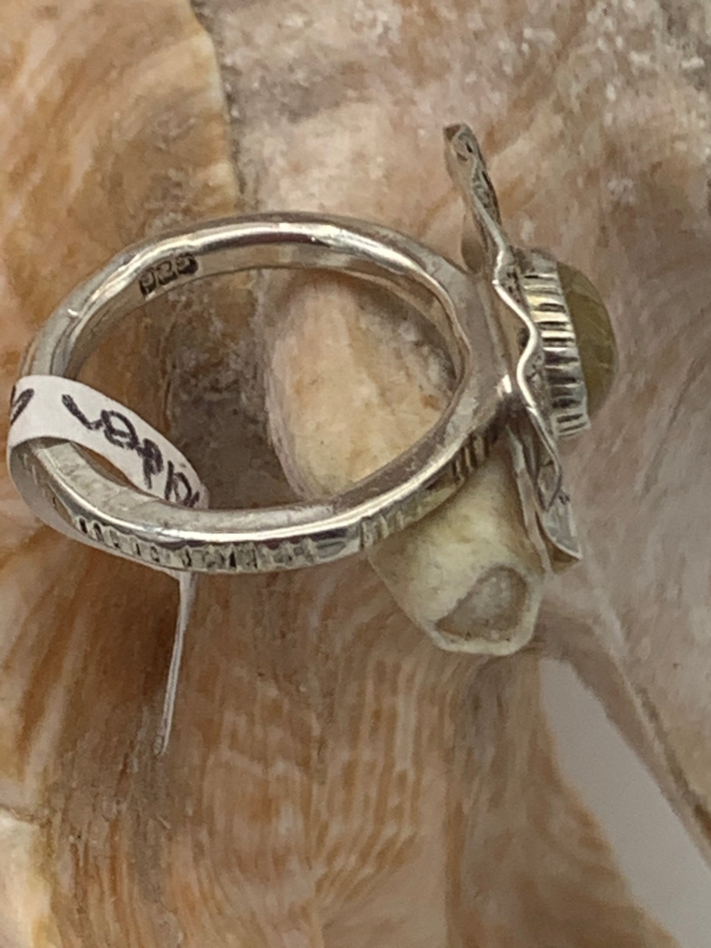 Golden Rutilated Quartz, Brass, and Sterling Silver ring