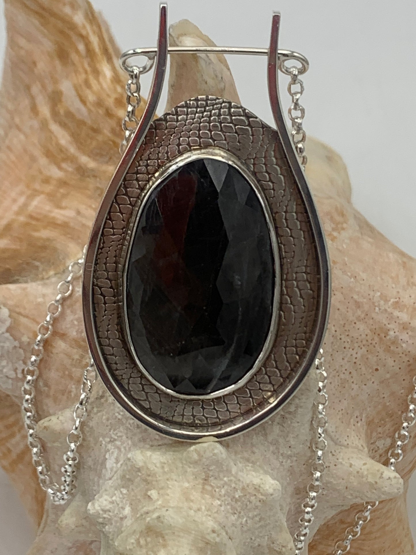 Rose Cut Faceted Gray Sapphire Necklace