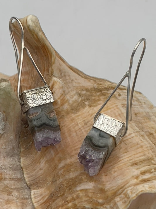 Amethyst Crystal and Sterling Silver earrings