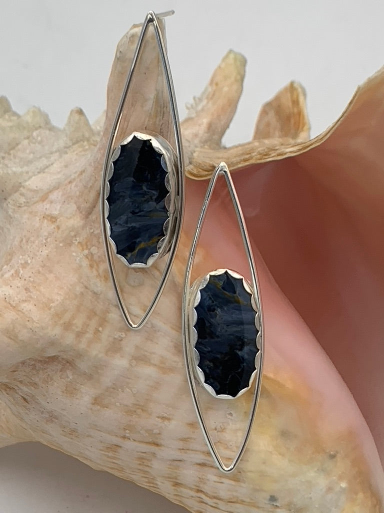 Pietersite and Sterling Silver earrings