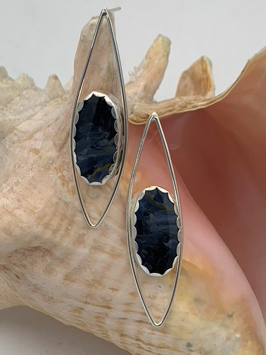 Pietersite and Sterling Silver earrings