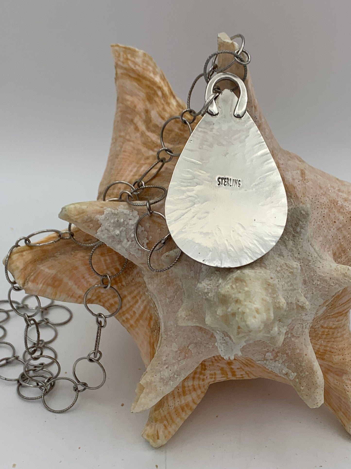 Hypersthene and Druzy Agate Cabachons in Sterling Silver necklace