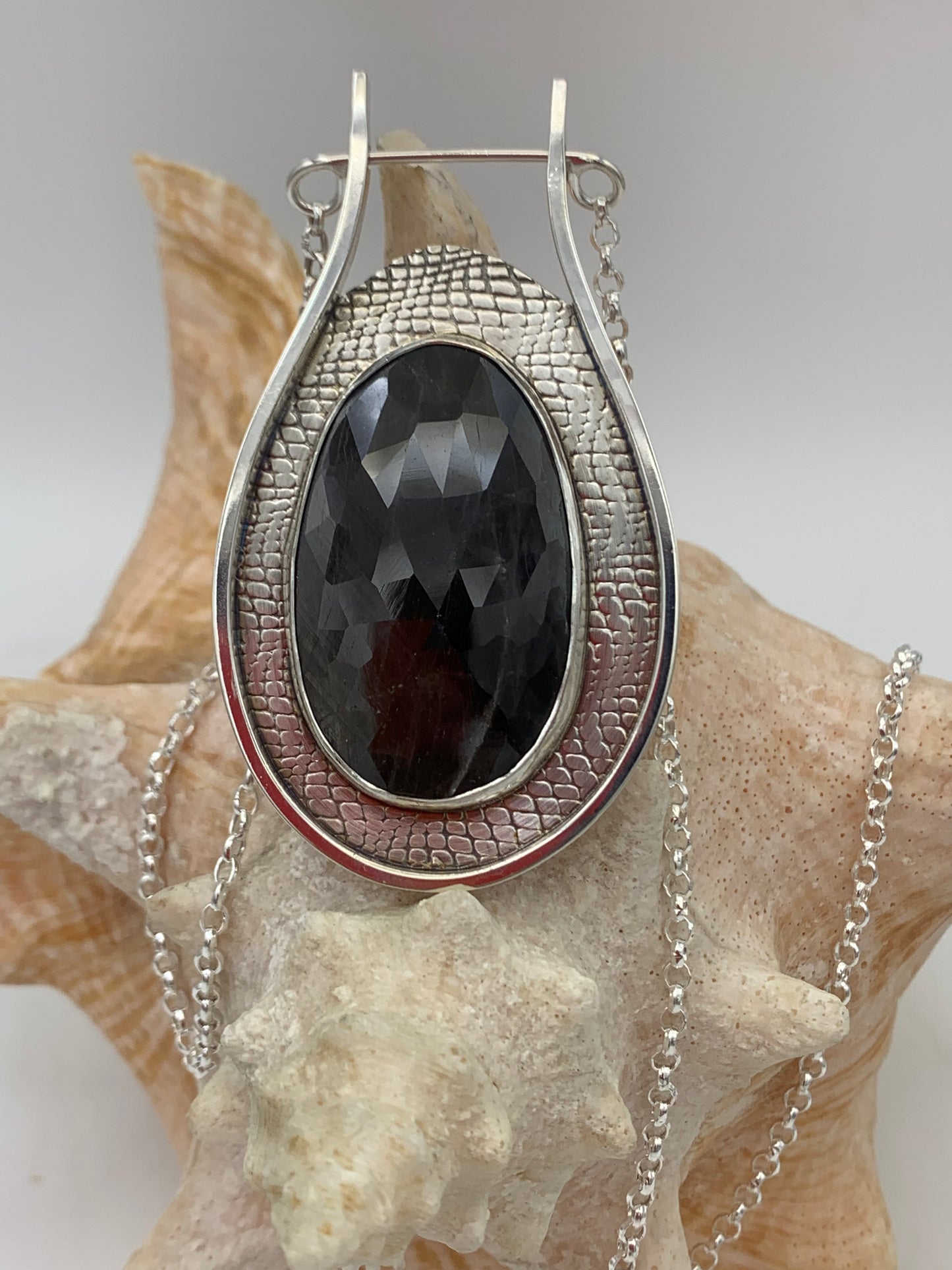 Rose Cut Faceted Gray Sapphire Necklace