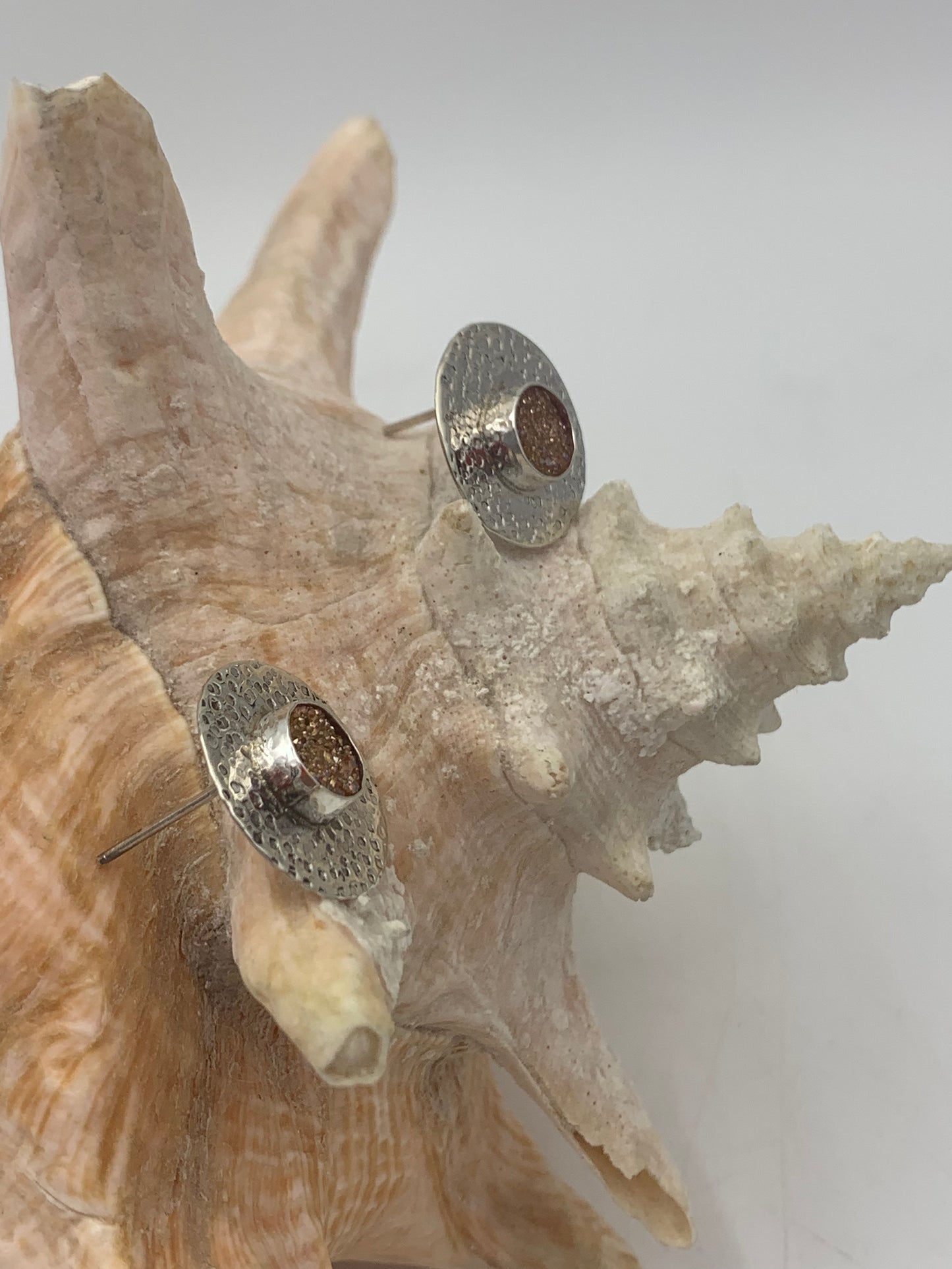 Orange Agate Druzy and Sterling Silver earrings