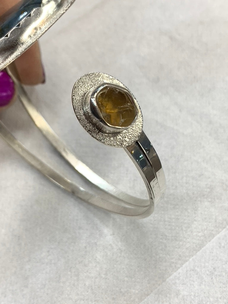 Tigers Eye, Raw Citrine and Sterling Silver bracelet