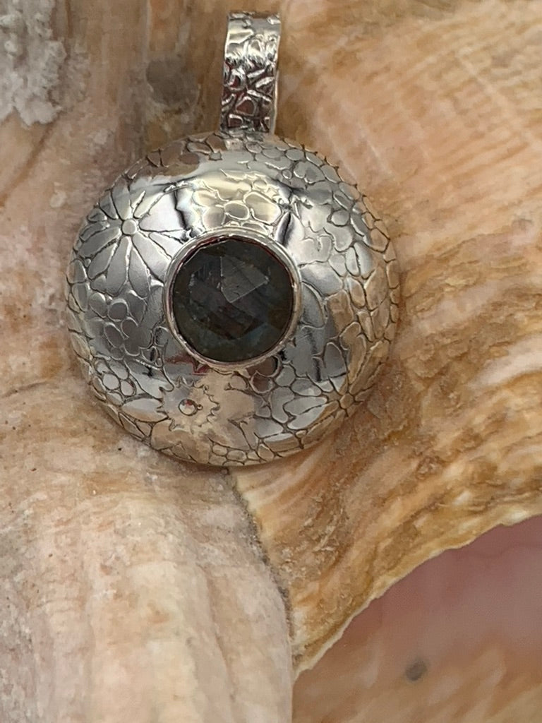Faceted Labradorite and Sterling Silver pendant