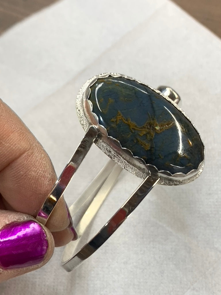 Tigers Eye, Raw Citrine and Sterling Silver bracelet