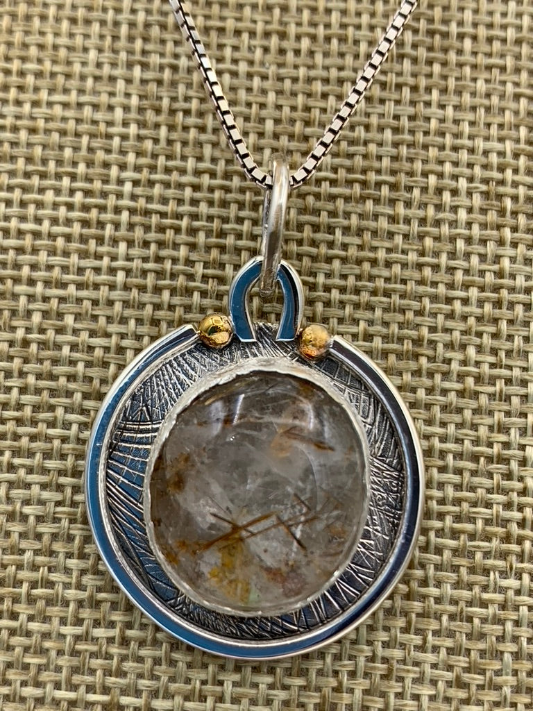 Golden Rutilated Quartz and Sterling Silver necklace