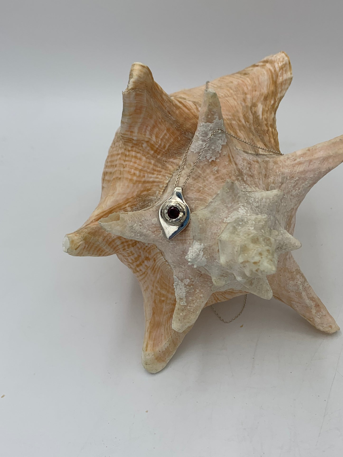 Faceted Red Garnet and Sterling Silver necklace