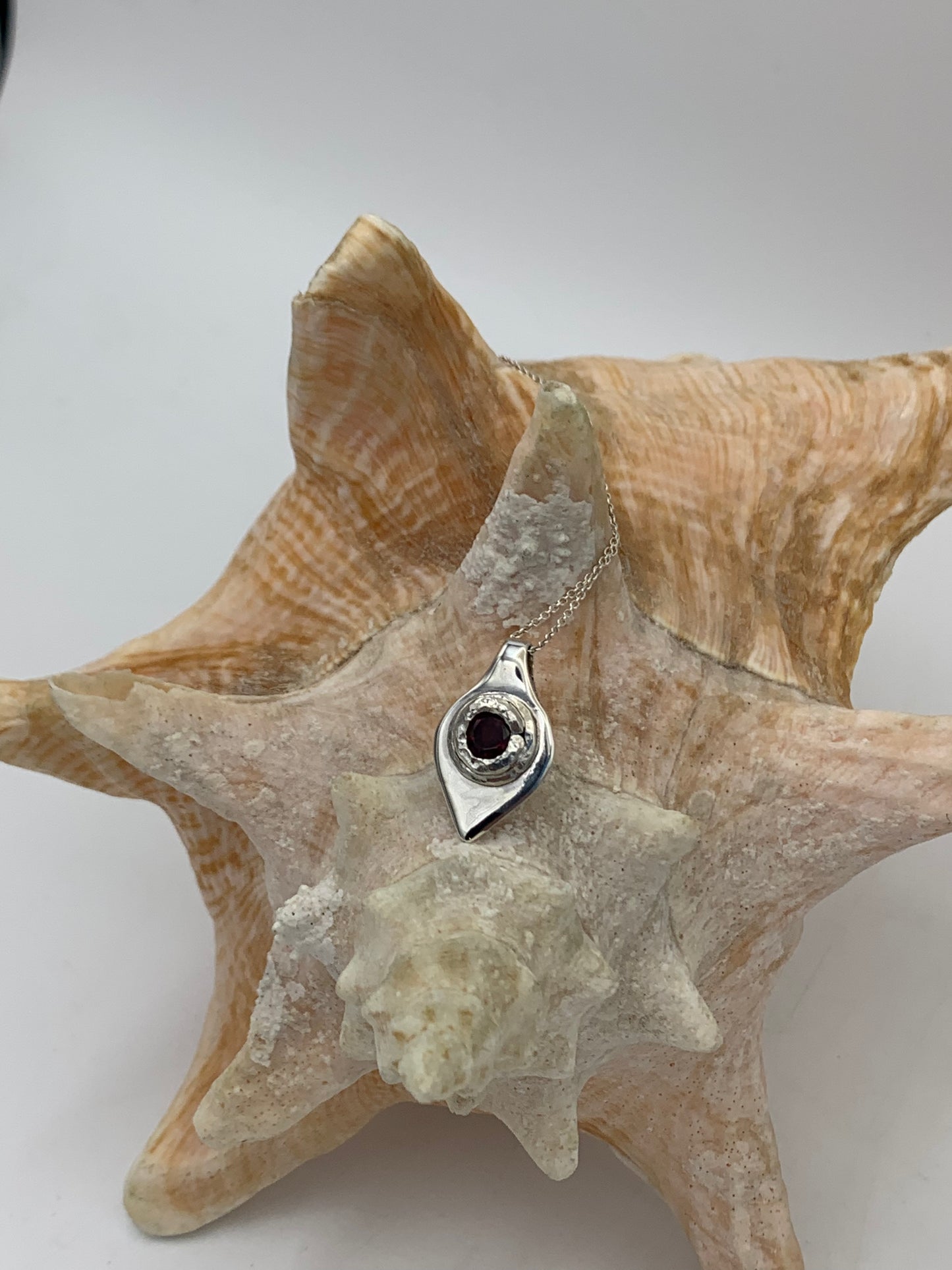 Faceted Red Garnet and Sterling Silver necklace