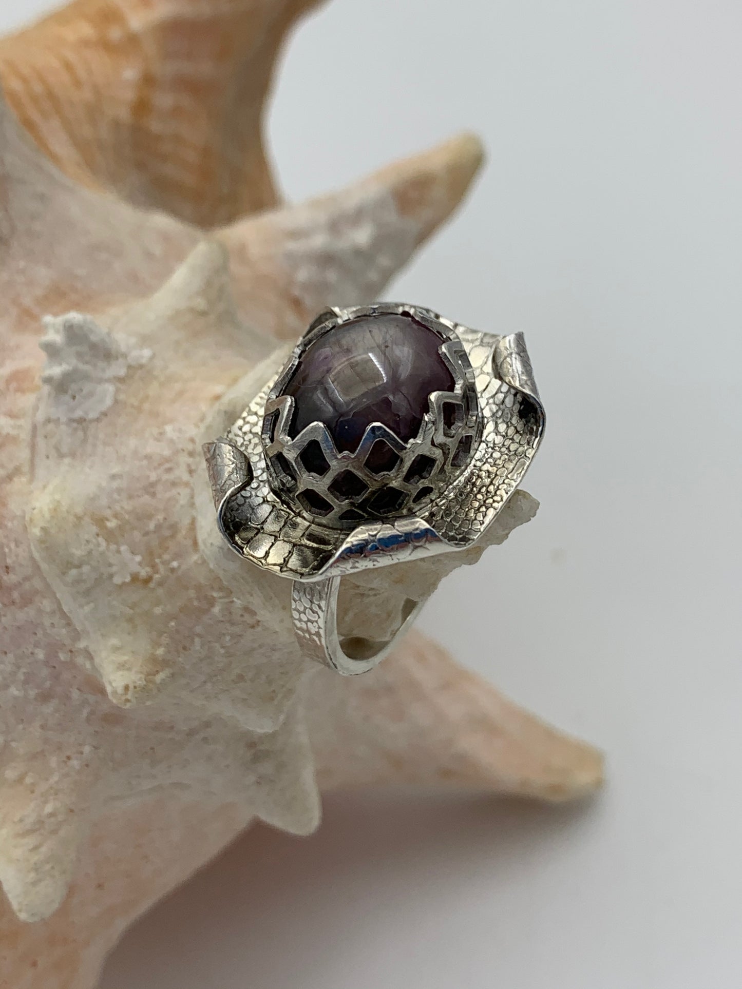 Purple Ruby and Sterling Silver ring