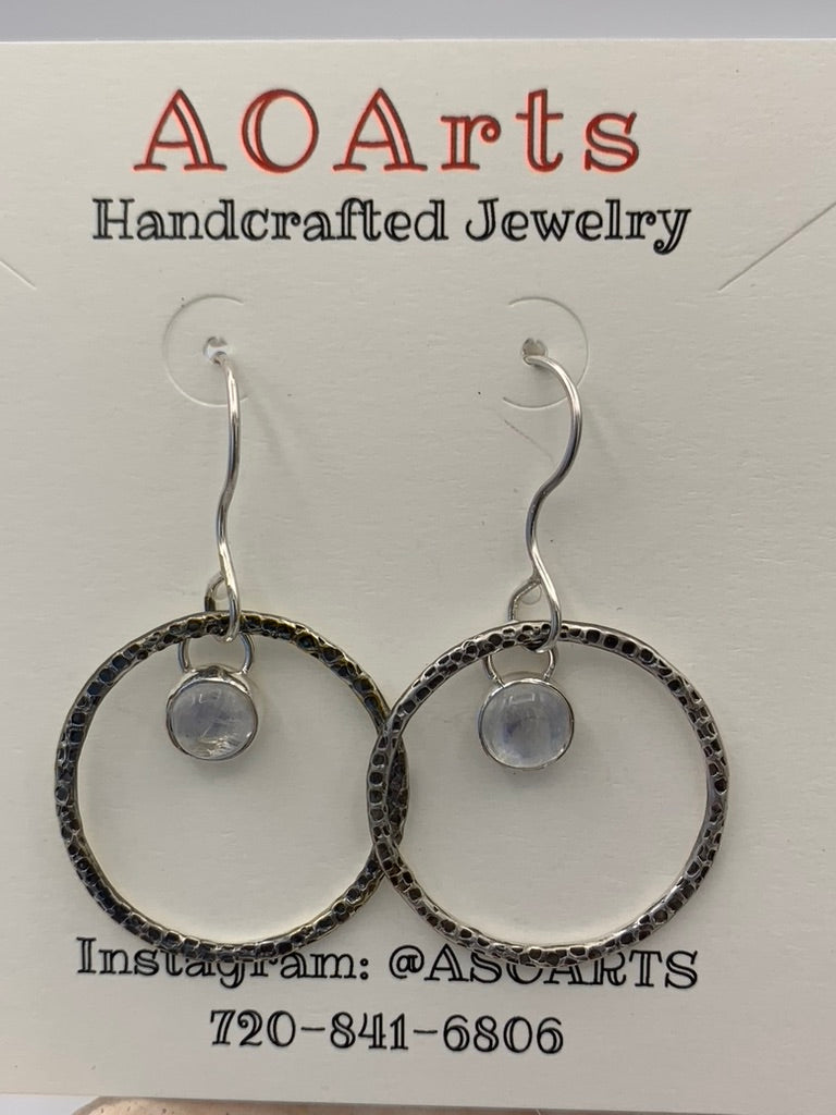 Sterling Silver and Moonstone Cabachon earrings