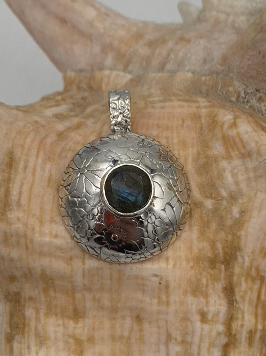 Faceted Labradorite and Sterling Silver pendant