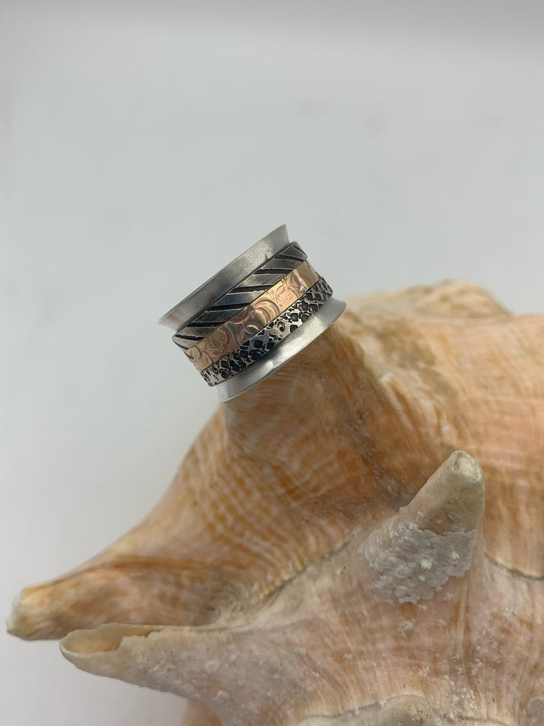 Sterling Silver and Brass Spinner ring