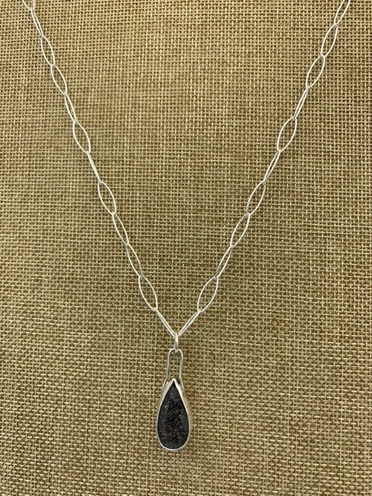 Black Sunstone and Sterling Silver necklace