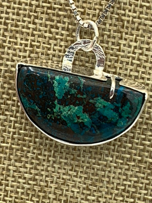 Chrysacolla and Sterling Silver Necklace