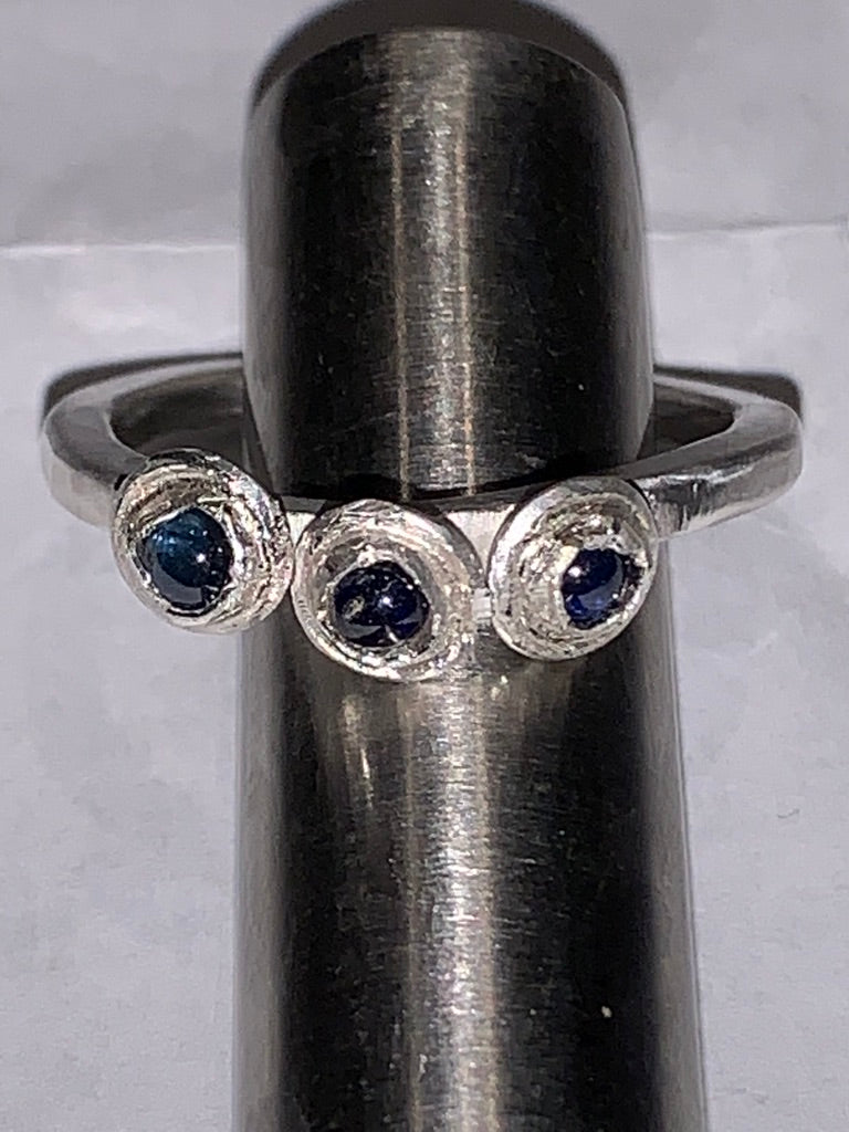 Sapphire and Sterling Silver Flower ring