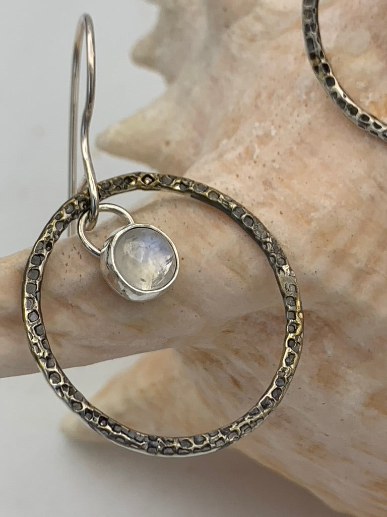 Sterling Silver and Moonstone Cabachon earrings