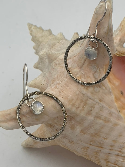 Sterling Silver and Moonstone Cabachon earrings