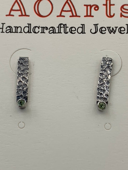 Patterned Sterling Silver and Peridot earrings