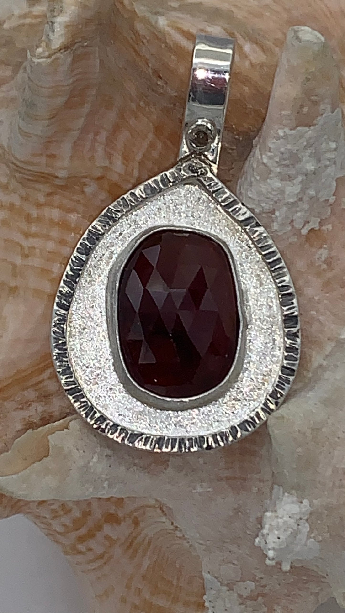 Sterling Silver, Garnet and Diamond necklace