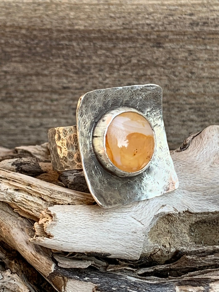 Orange Agate Cabachon ring