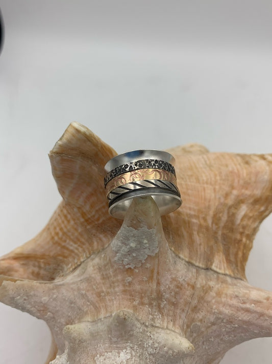 Sterling Silver and Brass Spinner ring